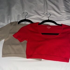 CROPPED BUNDLE Red and Tan Tops